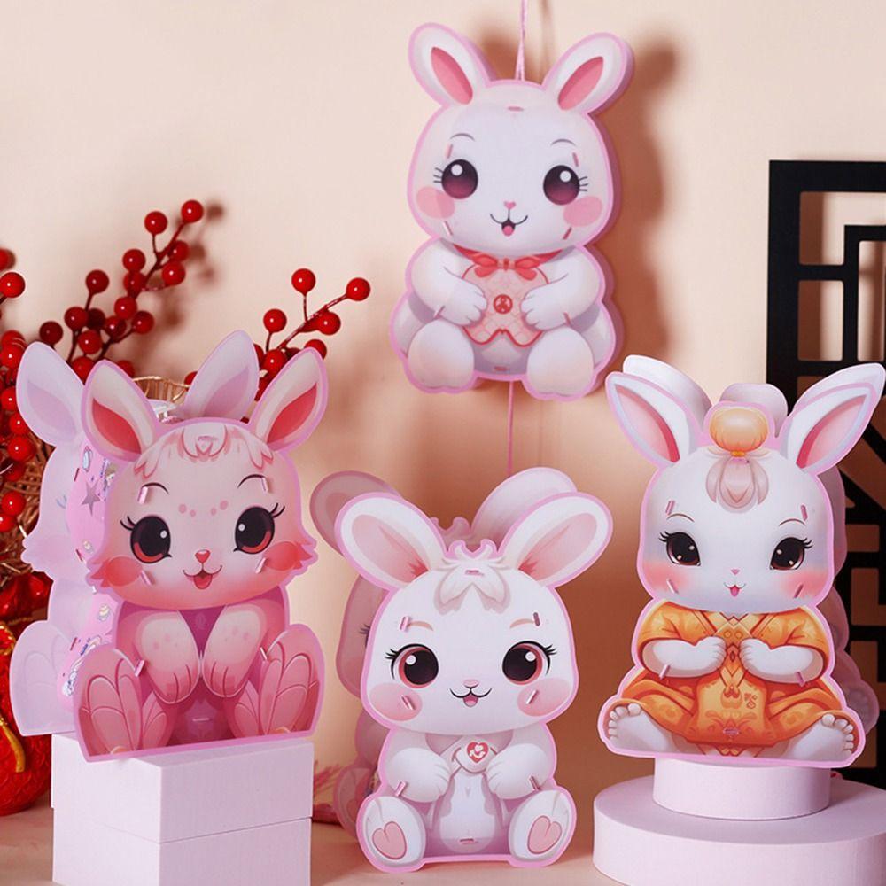 Cute Festival Lantern Material Kits DIY Craft Cartoon Rabbit Lamps  Women
