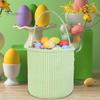 Gingham Easter Bucket for Kids Nursery Storage Bag New Baby Gift Basket with Handle for Easter Egg Hunts Parties