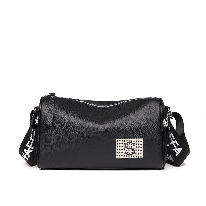 Leather women's bags new trendy fashion first layer cowhide shoulder messenger bag large capacity pillow bag