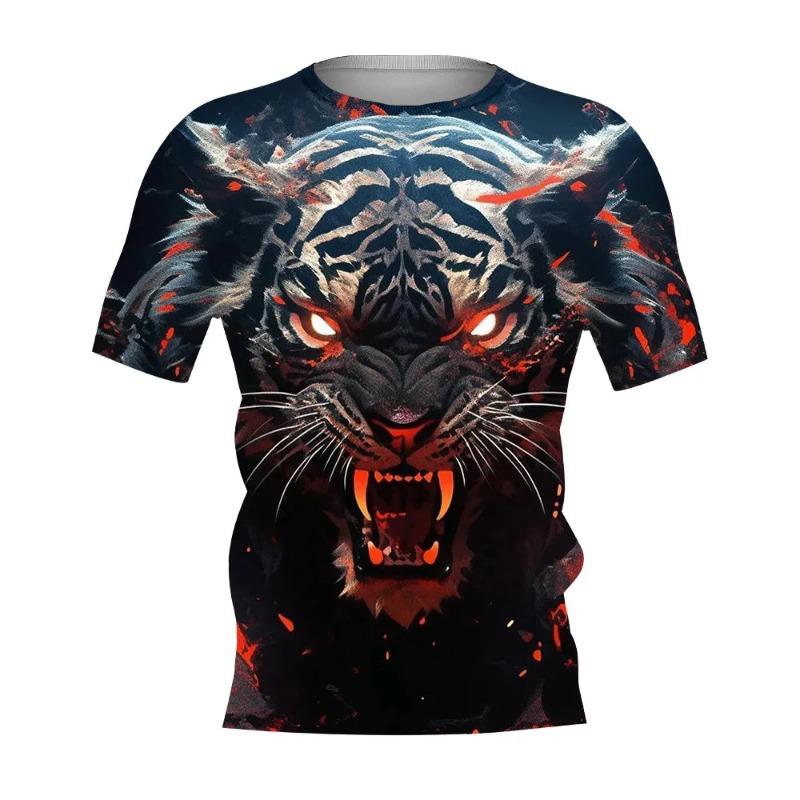 

Summer new men s T-shirt 3D printed tiger fashion domineering 6XL