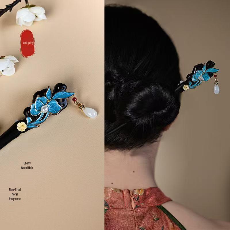 Sandalwood Women's Hairpin: Elegant Modern-Chinese Style Wooden Updo Stick