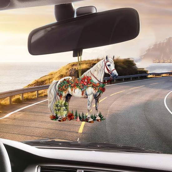 6 Buc. Ornament de Crăciun Cal pentru Pom Decor Agățat Acrilic 2D Cadou pentru Iubitorii de Cai Decorațiune Elegantă Suvenir de Sărbătoare