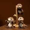 Cute Otter Plush Keychain Realistic Stuffed Otter Animal Pendant Doll Soft Plushies Key Ring for Bag Decoration Gifts Girl