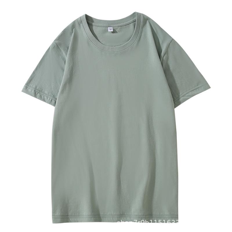 200g Pure Cotton Unisex Crew Neck Short Sleeve Solid Color Trendy T-Shirt