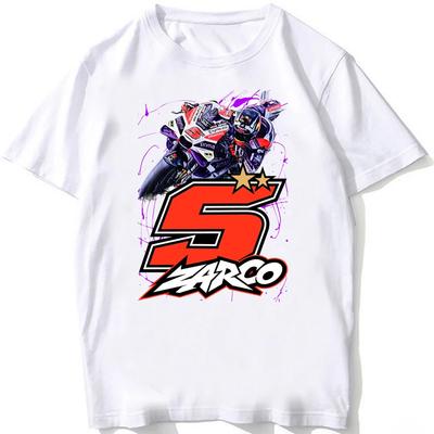Johann Zarco 5 GP de Francia Camiseta de Montar Nueva Verano Hombre Manga Corta Hip Hop Deporte Chico Camisetas Casuales Motocicleta Tops Blancos