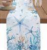 Chemin de table en lin Étoile de mer Corail Océan d'été Foulards de commode Décor de table Chemin de table réutilisable pour table de cuisine et salle à manger Décor de fête