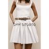 Spring New Women's Clothing American Pure Desire Style with Belt Silm Sleeveless Sling Short Dress 2180326