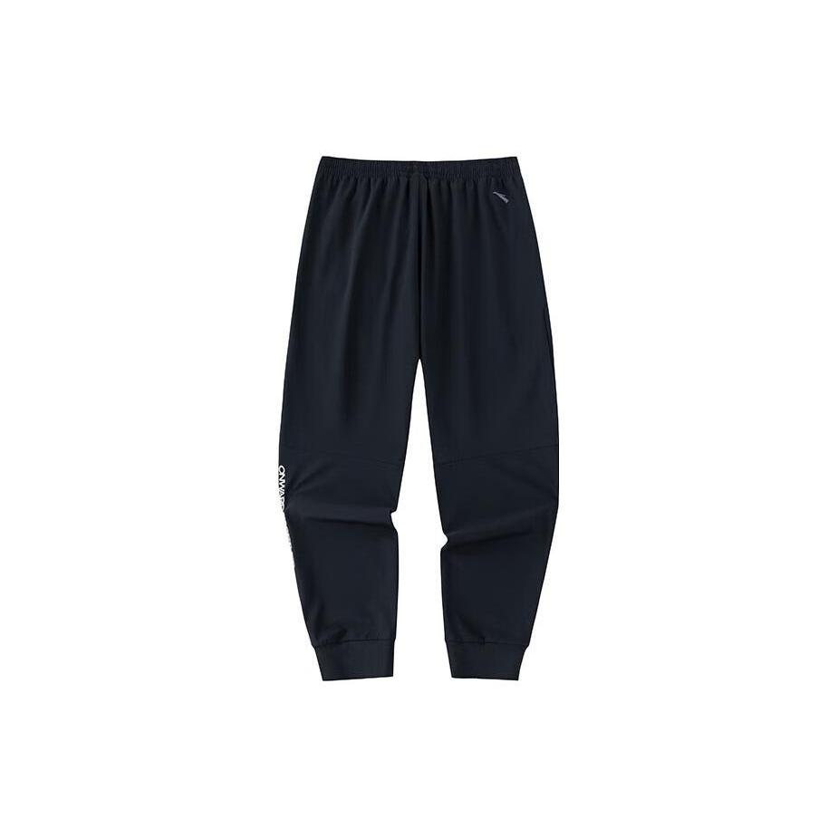 ANTA Basketball Collection Knitted Sweatpants Men's Black Thin Cuffed Pants 152331352-1