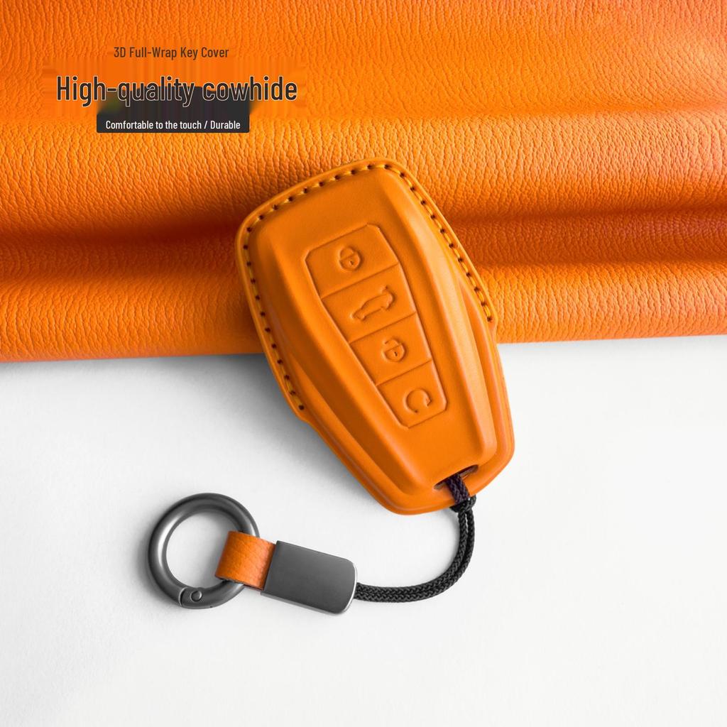 Geely Key Case Genuine Leather for 2026 Models: Xingyue L, Denim ICON, New Boyue L - Car Shell with Buckle Chain