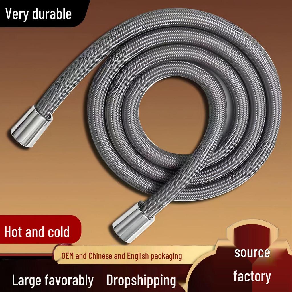 Reinforced Nylon Silk Shower Hose, Stainless Steel Anti-Scald, Anti-Tangle, Explosion-Proof, Flexible and Universal Fit