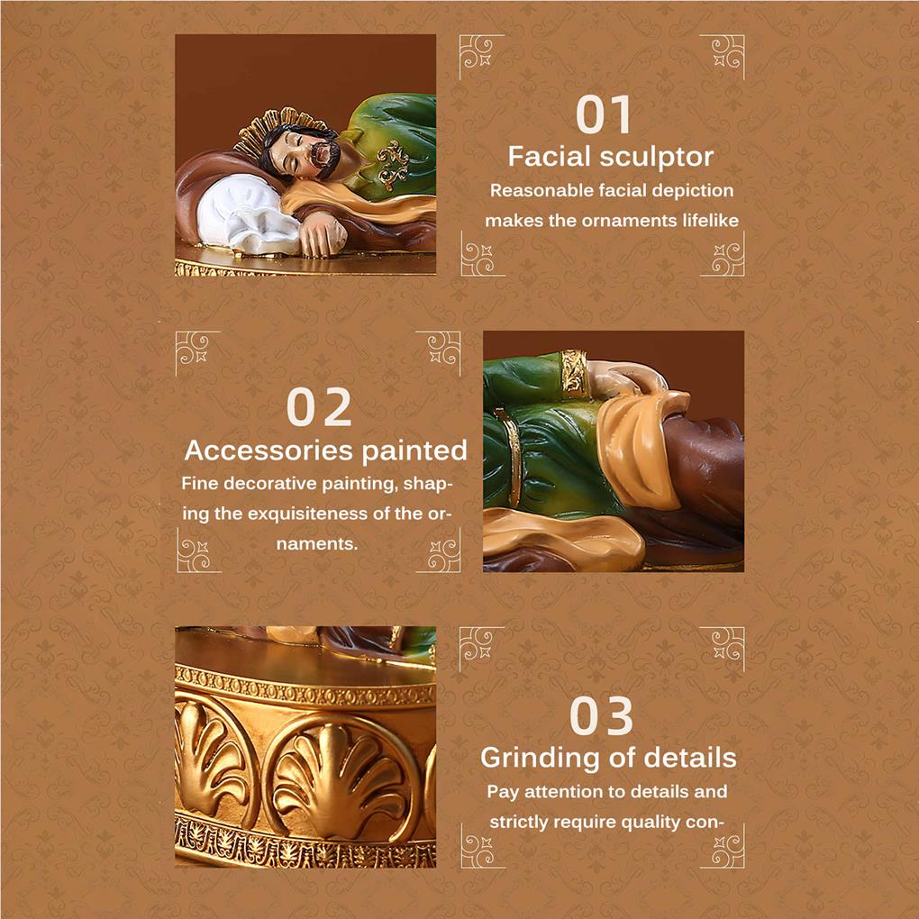 St Joseph Resin Statue Vintage Style Non-Fading Religion Sculpture Retro Jewelry Box Decorative Desktop Figurine