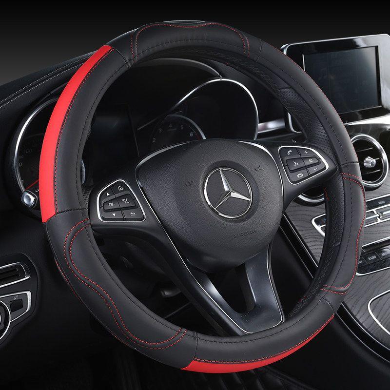 [First Layer Cowhide] Car Steering Wheel Cover, Suitable for All Seasons, Non-Slip, Wear-Resistant, Sweat-Absorbent, Stylish Genuine Leather Cover
