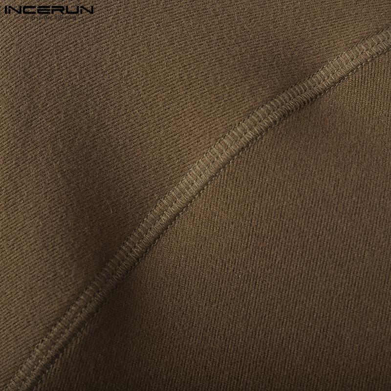 INCERUN Men Mockneck Summer Short Sleeve Solid Casual Skinny T-shirts Tee