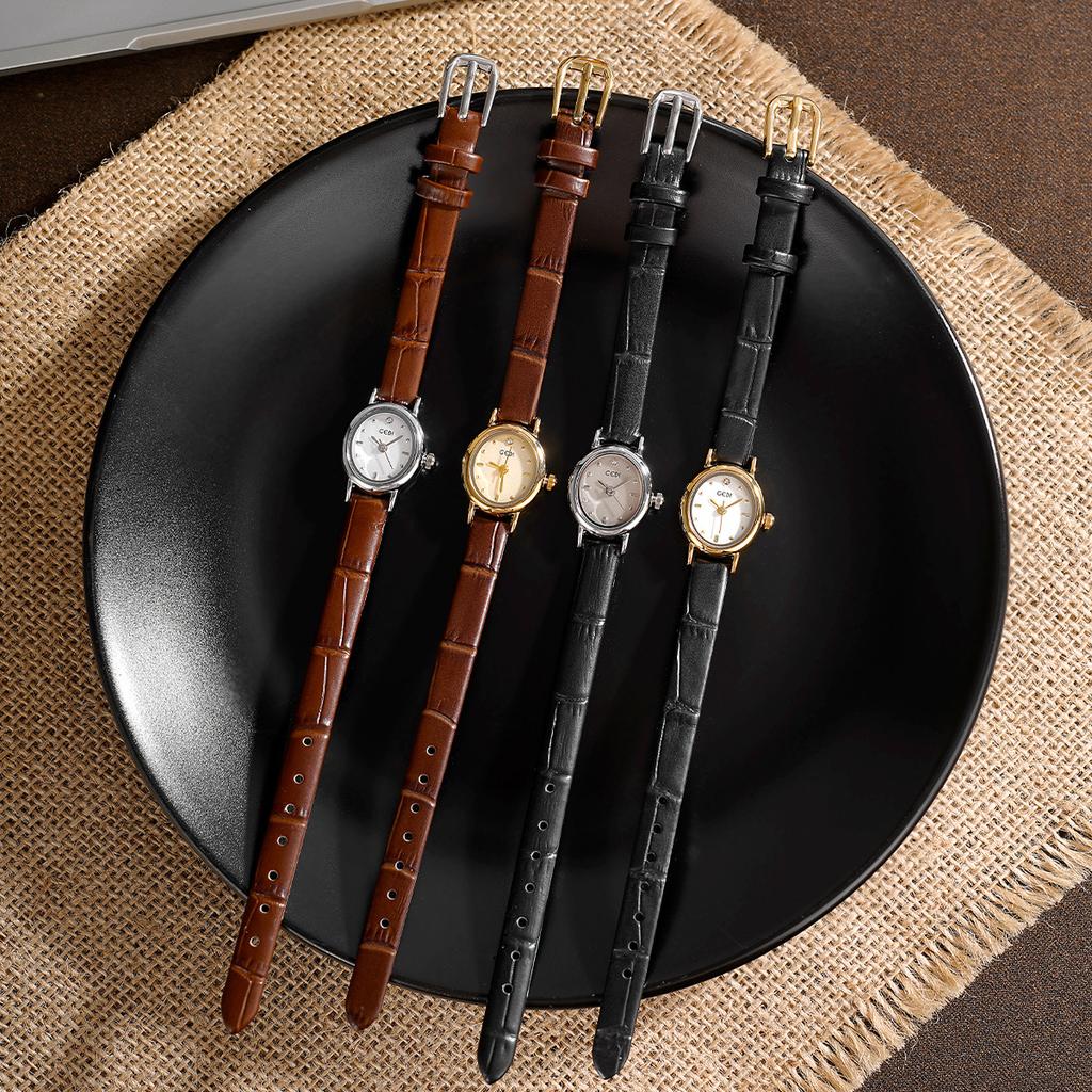 Light Luxury High-End Sense, Small And Exquisite Oval Women'S Watch, Student High-Value Retro Belt Quartz Watch