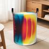 1pc Vibrant Color Waves Lightweight Laundry Basket | Polyester, Round Structure with Handles, Contemporary Style, Multipurpose Use, Shelf Baskets, Lau