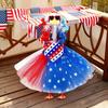 Patriotic Porch Goose Outfits 4th of July Lawn Goose Clothes with Tutu Skirt