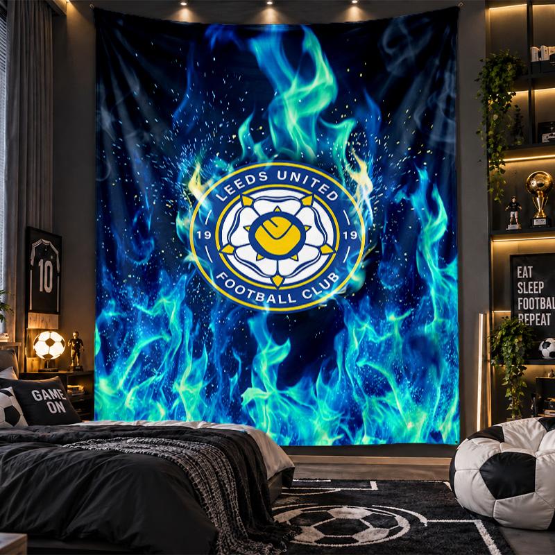 Arazzo da Appendere a Parete Stampa Calcio Leeds United Tessuto per Soggiorno Camera da Letto Decorazione Casa