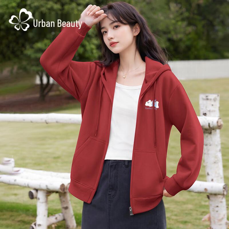 

Women s Loose Fit Hooded Sweatshirt with Puppy Patch L