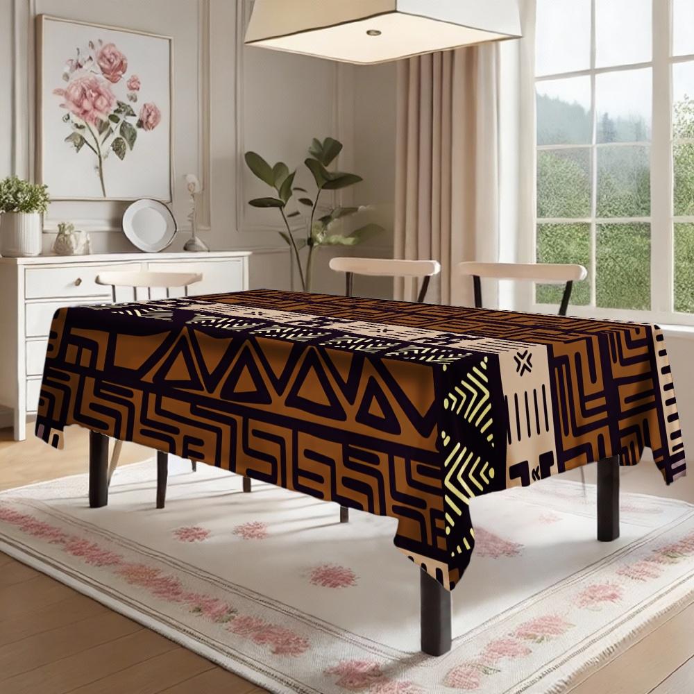 African Tribal Rectangle Table Cloth for Table Decor Kitchen Dining Waterproof Reusable Tablecloth for Tables Indoor Outdoor