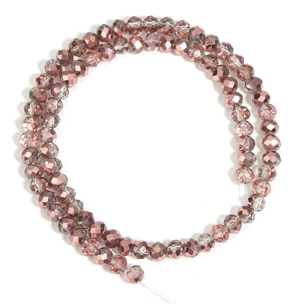 4/6/8mm Faceted Crystal Rondelle Beads Light Red Copper Glass Abacus Loose Spacer Beads for Jewelry Making DIY Bracelet Findings