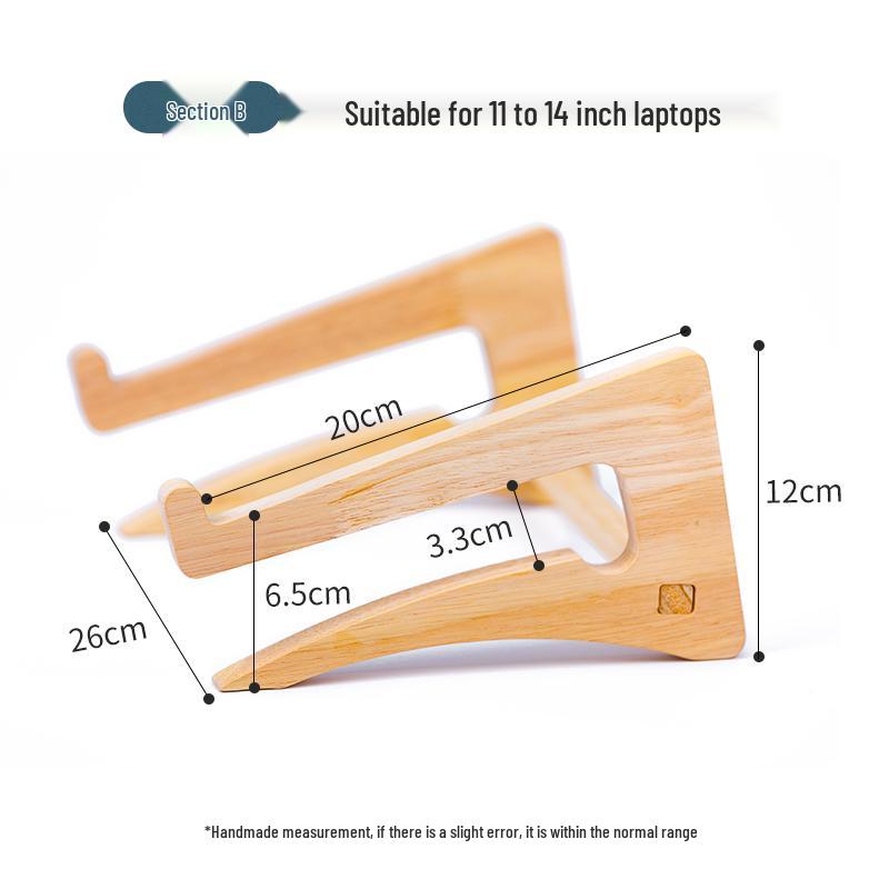 Solid Wood Vertical Laptop Stand with Cooling Tray & Neck Support