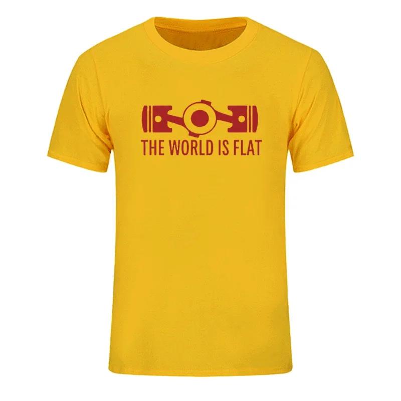 New Summer The World Is Flat Engine T Shirt Short Sleeve Custom T-shirts New Style Men O-neck Cotton T Shirts Fashion Streetwear