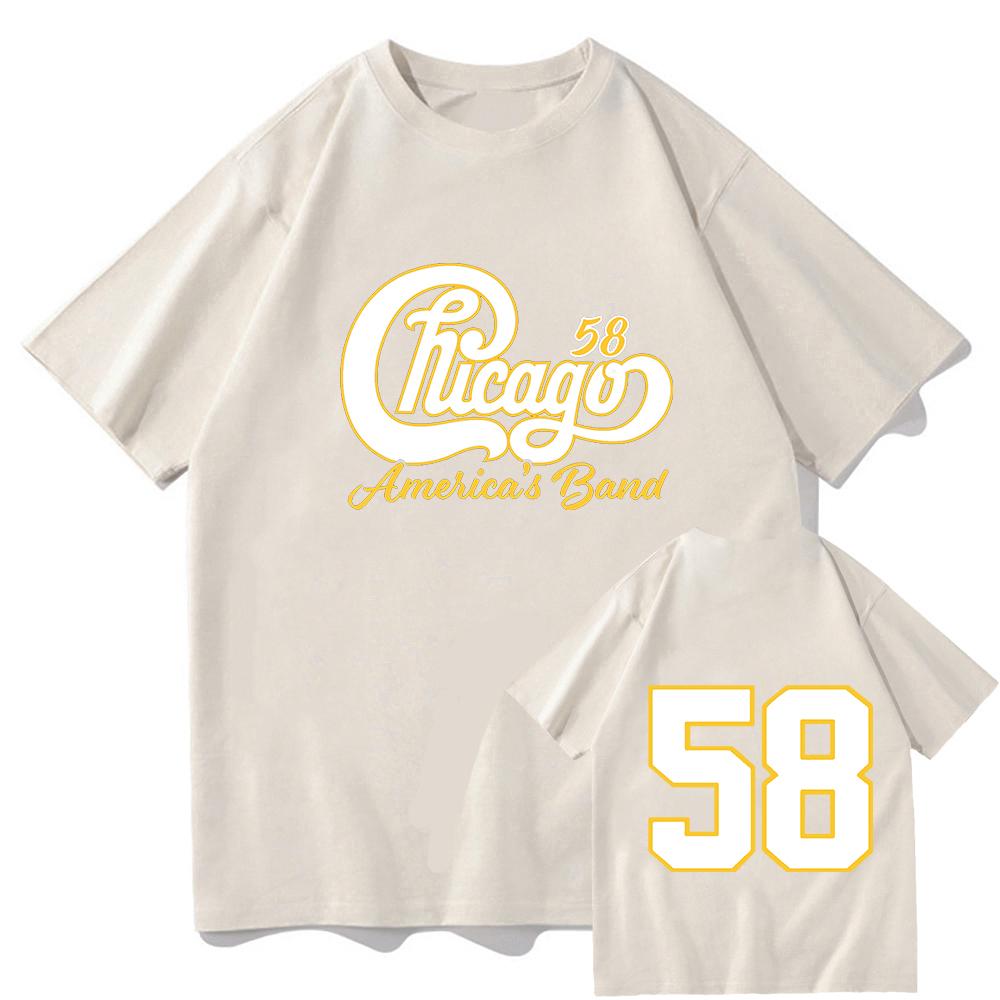 58 Chicago America's Band Printed Tshirt Streetwear Unisex Short Sleeve Cotton Female T-shirt Graphic Printing Tees Women Shirts