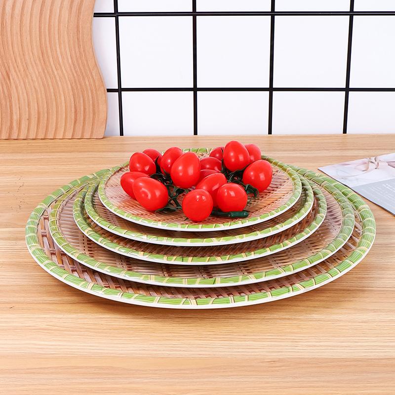 Imitation Bamboo Weaving  Pot Vegetable Plate Barbecue Plate Serving Plate Restaurant