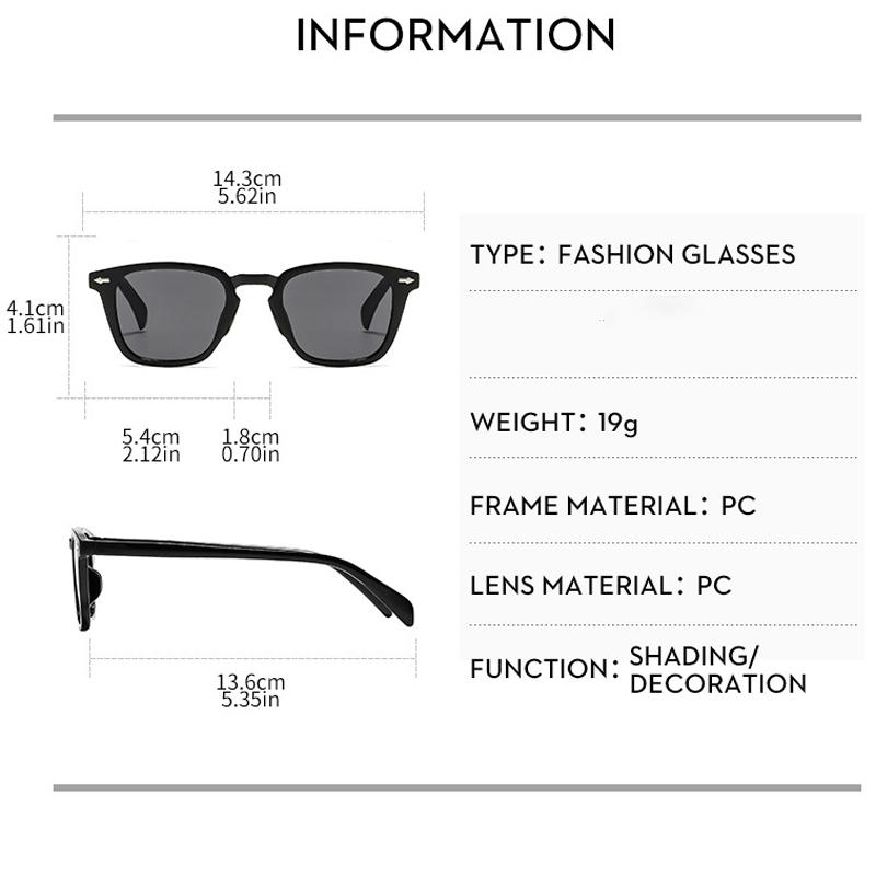 New Retro Square Rivets Sunglasses Women Shades UV400 Fashion Punk Trending Clear Gradient Men Sun Glasses