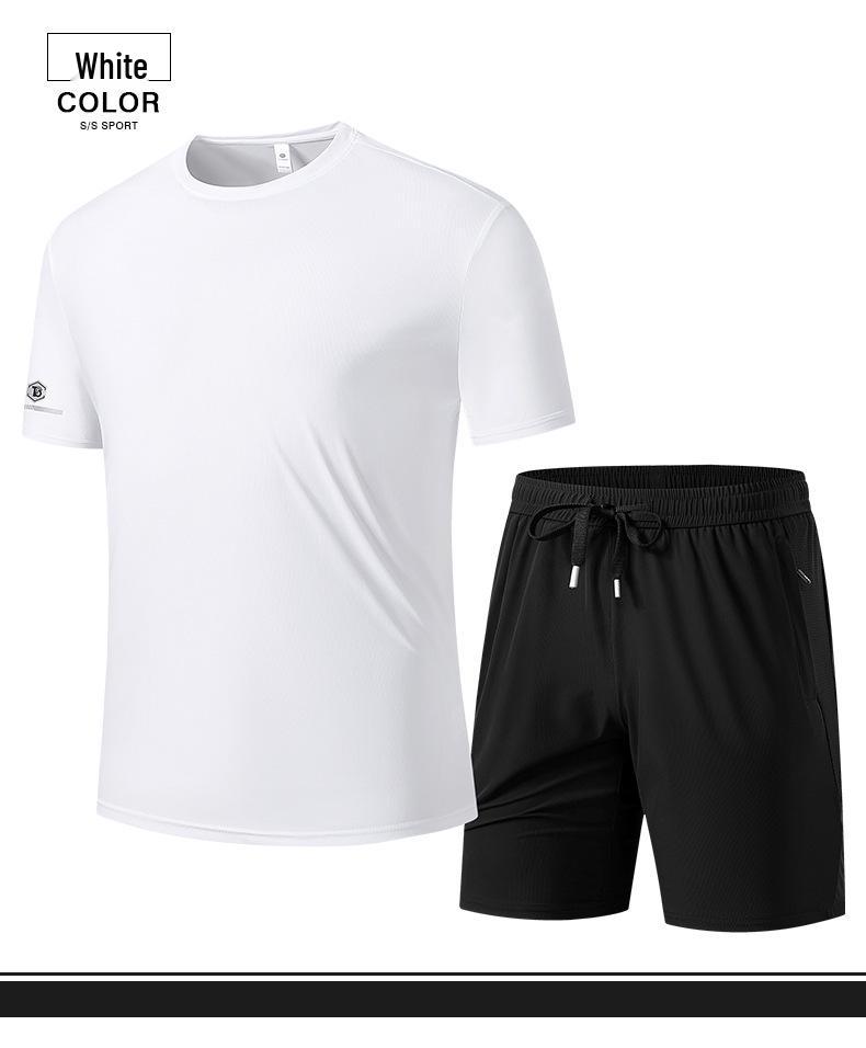 Men's Ice Silk Quick-Dry Sports Set - 2026 Summer Loose Fit Plus Size Breathable Short Sleeve & Shorts