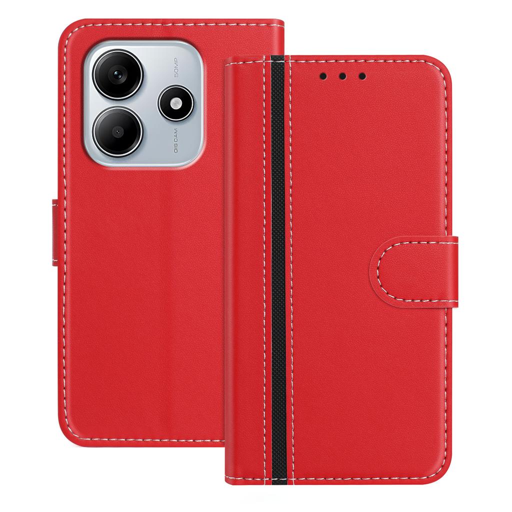 For Xiaomi Redmi Note 14 4G (164.84x78.15x8.16mm) Phone Cases Wallet Stand Color Splicing Leather Cover with Magnetic Clasp