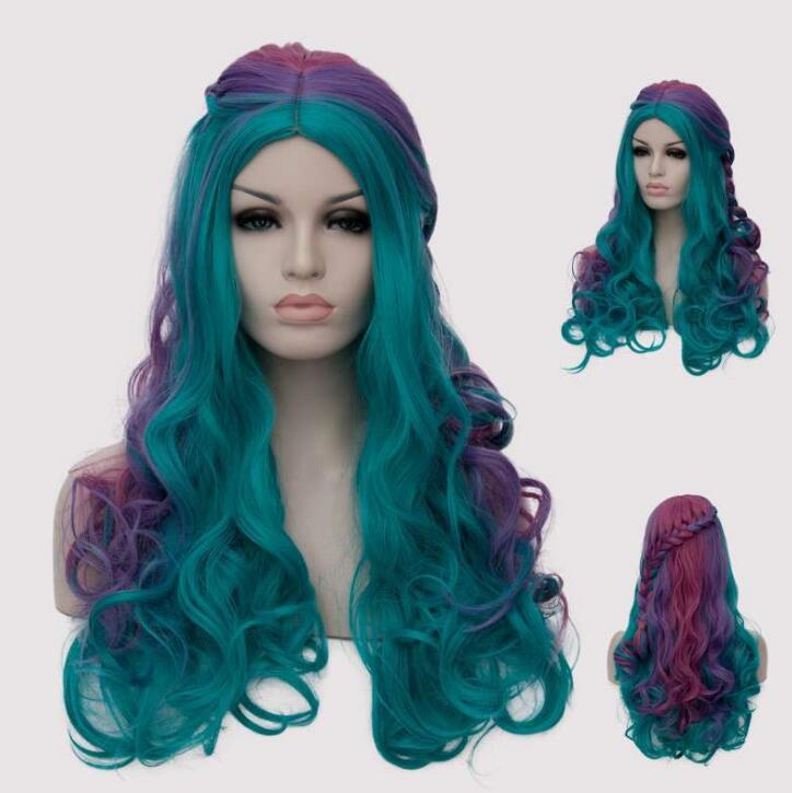 

Плетение Стиль Длинный Вьющийся Радужный Парик Косплей Костюм Синтетические Волосы Perucas Мода Harajuku Лолита Длинный Красочный Шиньон One Size зелёный