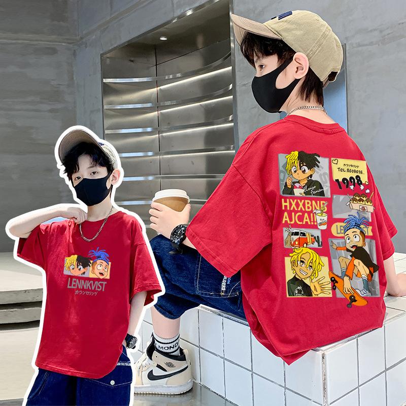 Cotton Cartoon Short Sleeve T Shirt For Boys Summer Loose Casual Top