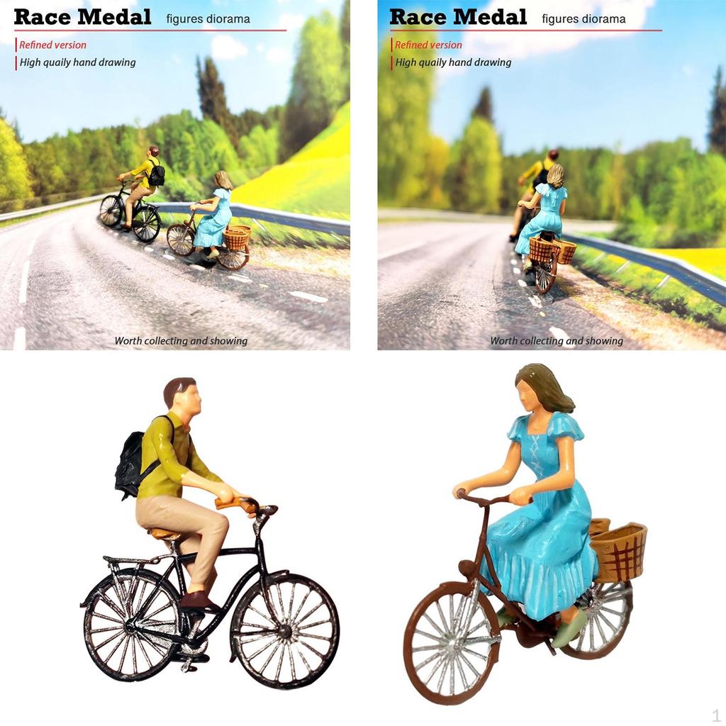 1/64 Scale People Figurines Miniature Bicycle Model DIY Diorama Table Decoration