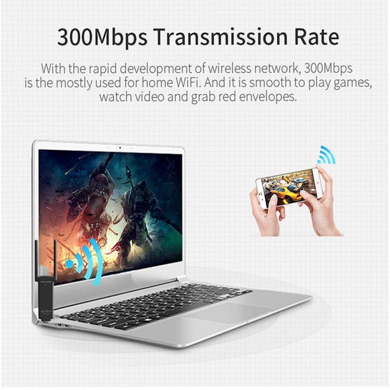 USB Wireless Wifi Repeater Range Extender Duální anténa 300Mbps 802.11b/g/n Wi-Fi Signal Booster
