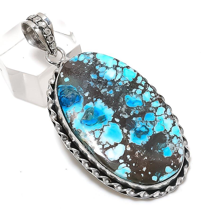 

Tibetan Turquoise Gemstone 925 Sterling Silver Jewelry Pendant 2.25 o1v17