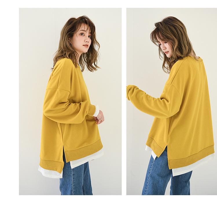 Dámské 2021 Jaro/Podzim Froté Dvoudílný Styl Středně Dlouhé Volné Ležérní Trendy Mikiny Pulovry, K dispozici Plus Size.