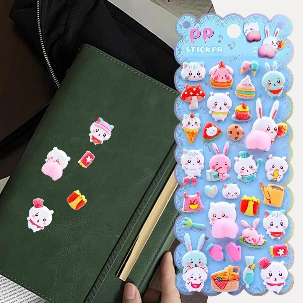 Bubble Stickers 3D Cartoon Bunny Decals Funny Animal Bubble Stickers For Party Classroom Birthday Christmas Gifts for Kids