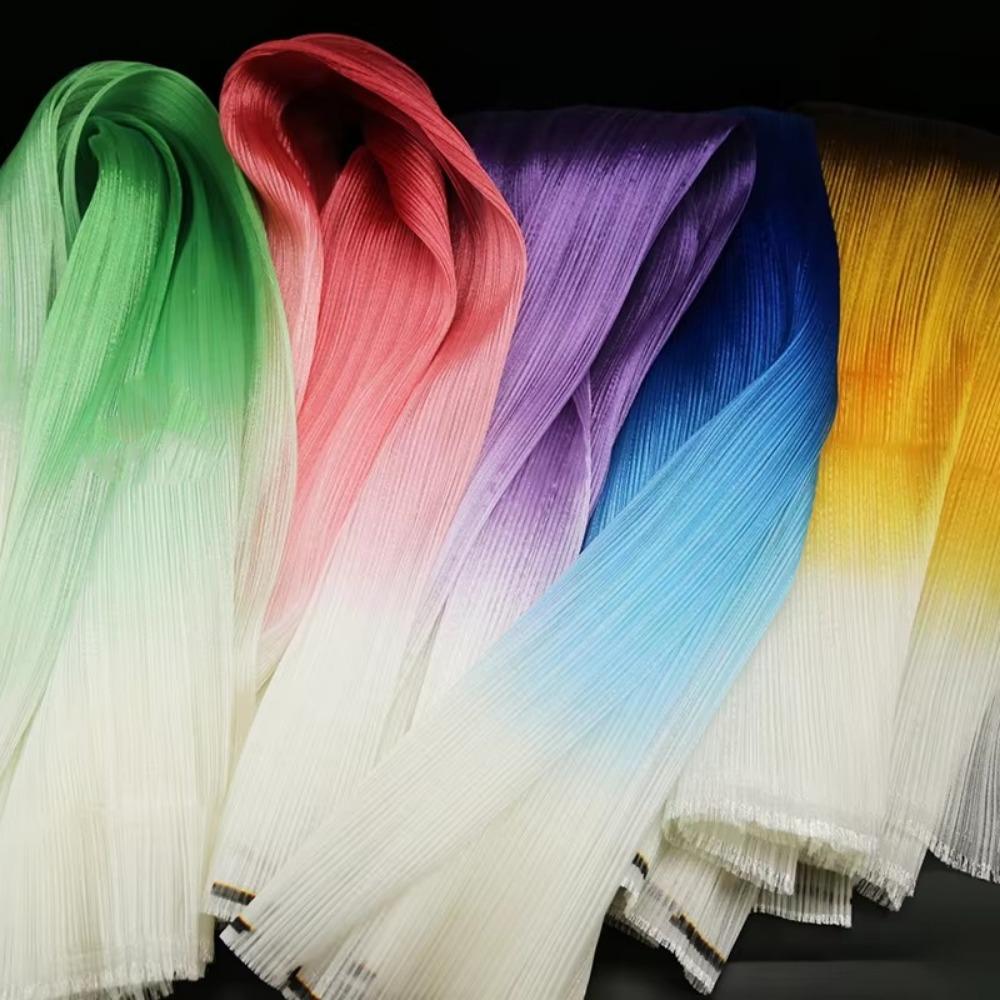 2025 Gradient Color Pleated Texture Fabric DIY Bright Organza Mesh Fabric Handmade Designer Fabric Wedding Background