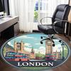 1pc London Bus Office Round Area Rug, Indoor Mat Suitable ForOffice, Under Office Chairs Bedroom Living Room Home Decor, Room Deco, N50