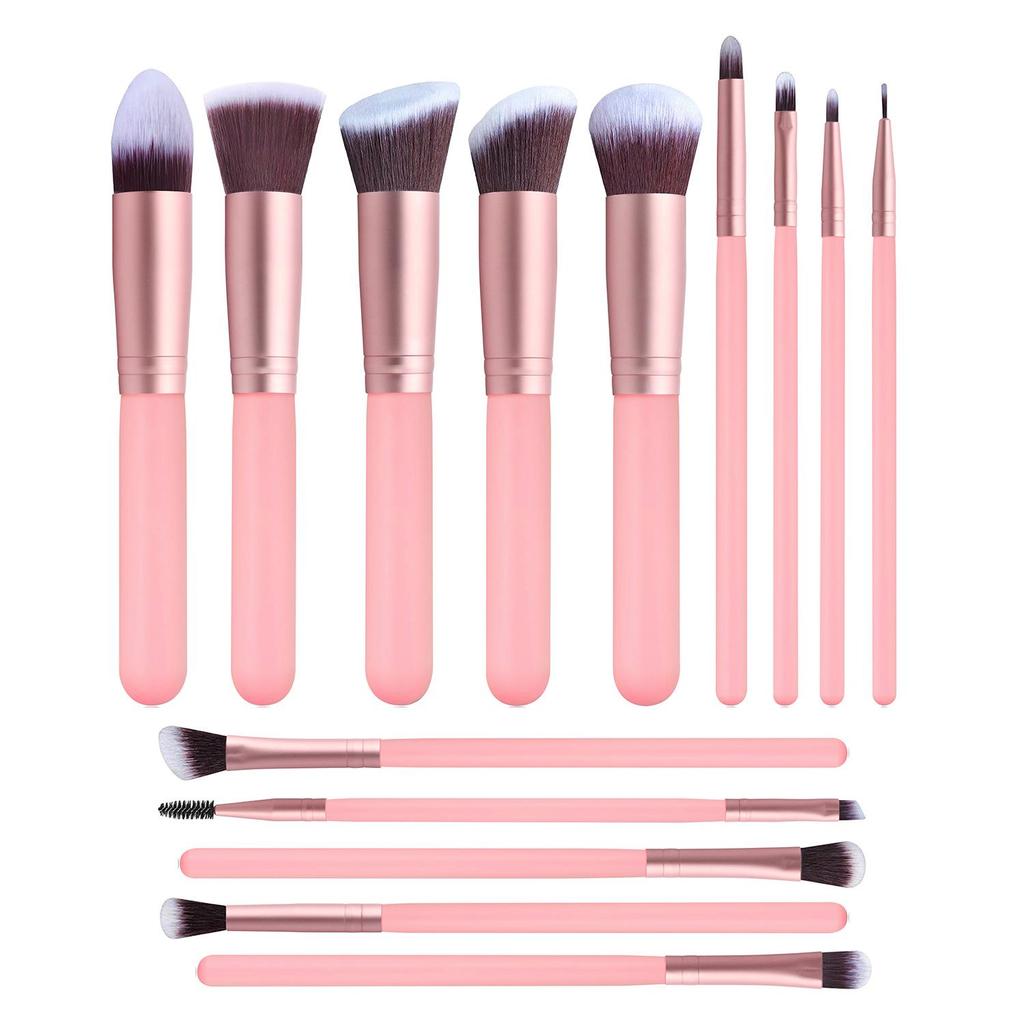 14-Piece Black Makeup Brush Set – Includes Eyeshadow & Blush Brushes with Soft Bristles
