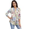 T-shirt Casual da Donna alla Moda a Manica a Tre Quarti con Stampa e Scollo a V