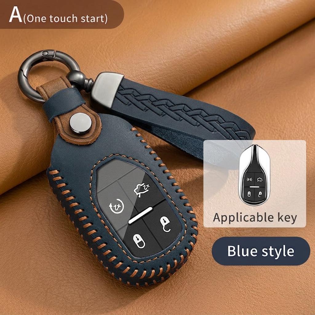 Leather Car Key Fob Cover for Maserati Ghibli Levante Quattroporte GranTurismo MC20 GranCabrio Remote Key Protector Anti-scratch