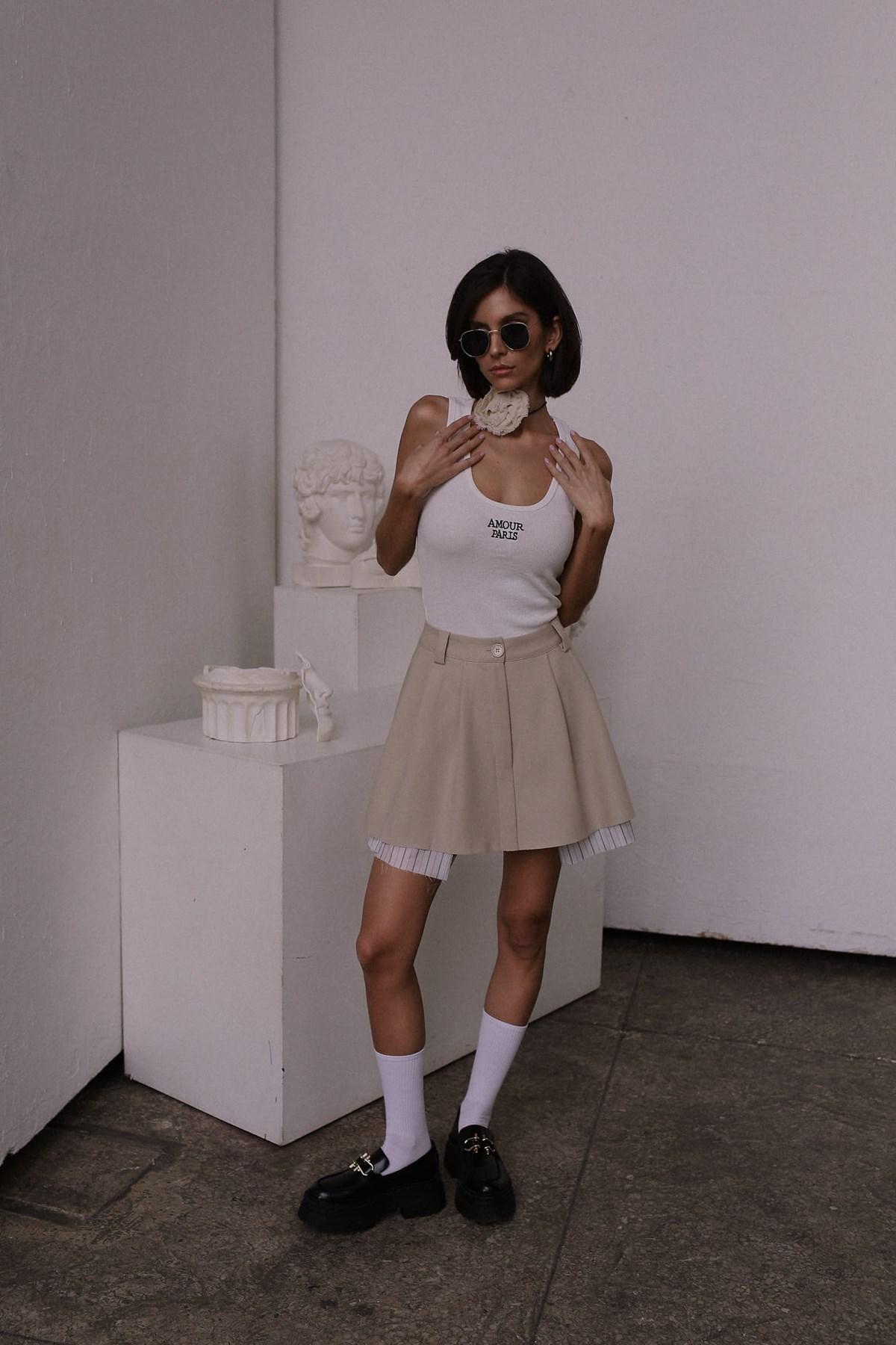 

Mai Collection Бежевая плиссированная мини-юбка Rina L бежевый