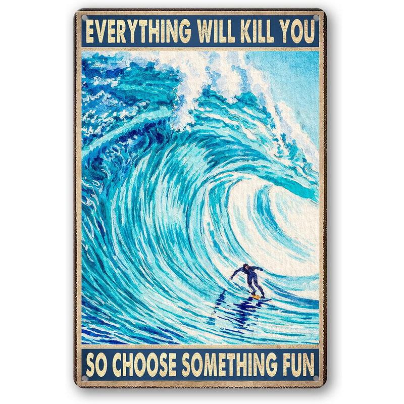 Plaques Metal Tin Sign Beach Holiday Surfing Wall Signs Art Decoration Vintage Tinplate Poster Bar Garage Garden Decor Plates