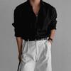 Camisa Masculina Oversized de Manga Longa Casual com Caimento Solto e Botões