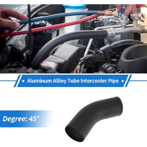 

4 OD 45 Degree Bend 6064 Aluminum Alloy Tube Intercooler Pipe Surface Blasting Air Intake Connection Hose W/Double Bead Roll 5.9 Length Black