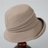 Woolen Bucket Hat Female Ji British Retro Style Mother Hat Big Brim Curling Shows Washbasin Hat Tide