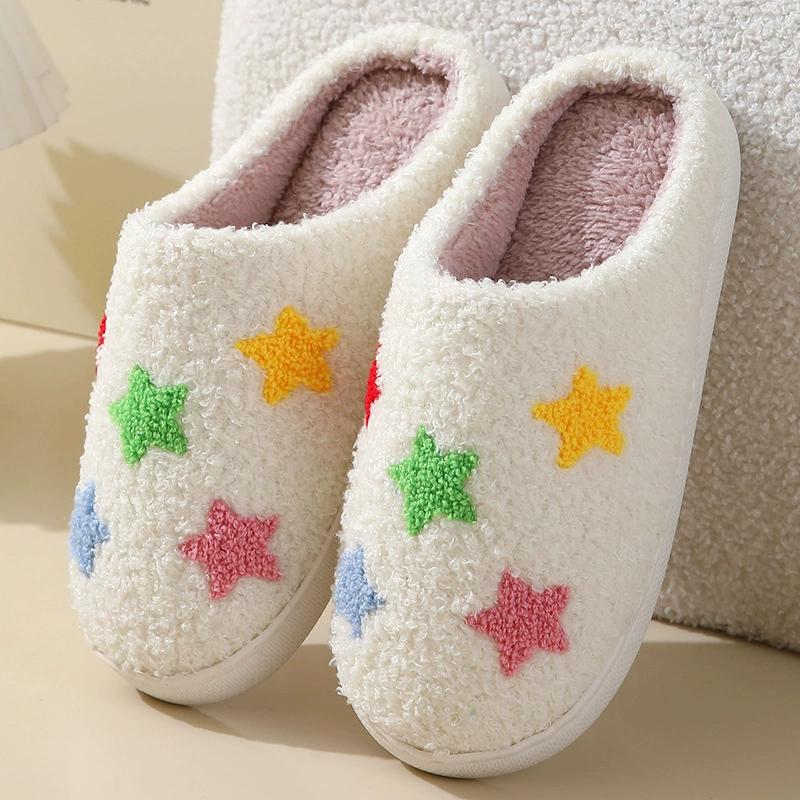 Ladies Soft Sole Slippers Winter Warm Anti-Slip Home Slippers Comfortable Poop Texture for Women
