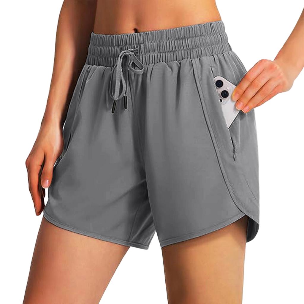 Women's Athletic Running Shorts, Quick-drying Shorts With Zippered Pockets